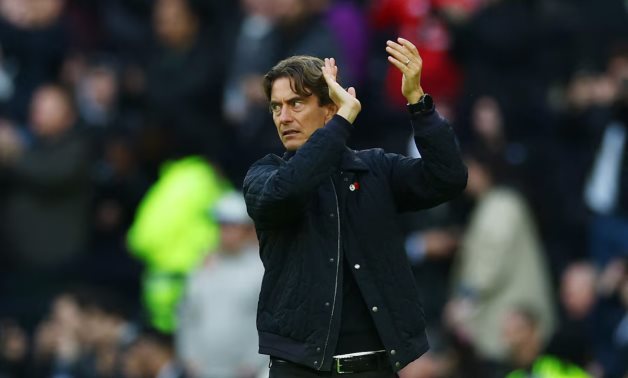 Tottenham Hotspur manager Thomas Frank applauds fans after the match REUTERS/Matthew Childs