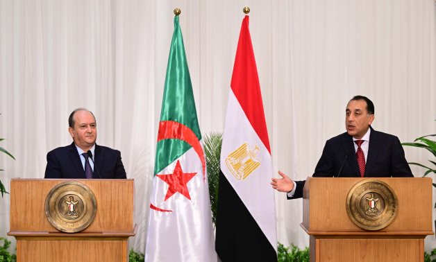 Egyptian Prime Minister Mostafa Madbouly speaks during a press conference in Cairo with Algerian Prime Minister Sifi Ghrieb, 26 Nov. 2025. Egyptian Cabinet