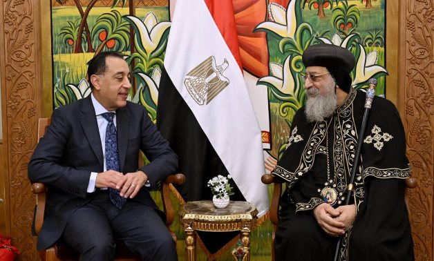 Prime Minister Mostafa Madbouly visited Head of the Coptic Orthodox Church Pope Tawadros II at the Coptic Orthodox Cathedral in Cairo to extend Christmas greetings. Cabinet