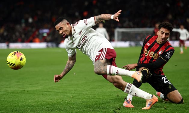 Arsenal's Gabriel Jesus in action with AFC Bournemouth's James Hill REUTERS/Toby Melville 