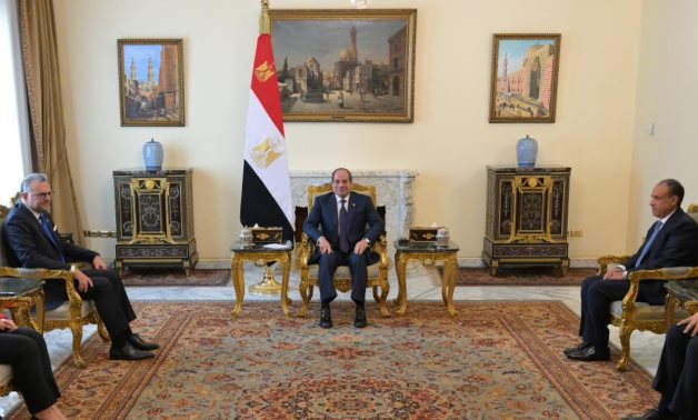 Egypt’s President Abdel Fattah El-Sisi holds a meeting with US Senior Advisor for Arab and African Affairs Massad Boulos in Cairo, 14 Jan. 2026. Presidency