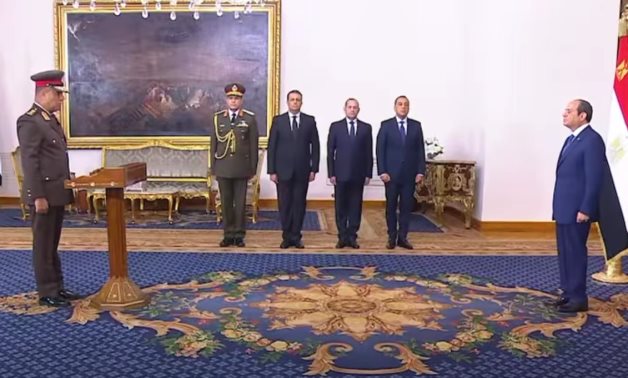 Lt. Gen. Ashraf Zaher, Director of the Egyptian Military Academy, was sworn in as the new Minister of Defense and Military Production before President Abdel Fattah El-Sisi, 11 Feb. 2026. Presidency/Still image