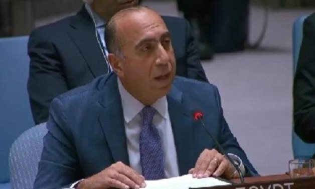 FILE - Egypt’s Permanent Representative Ihab Awad