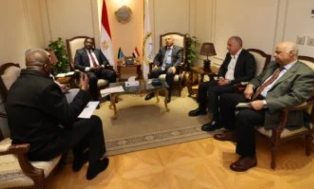 Egyptian Minister of Transport, Lieutenant General Kamel El-Wazir, and Tanzanian Ambassador to Cairo Richard Mutayoba Makanzo
