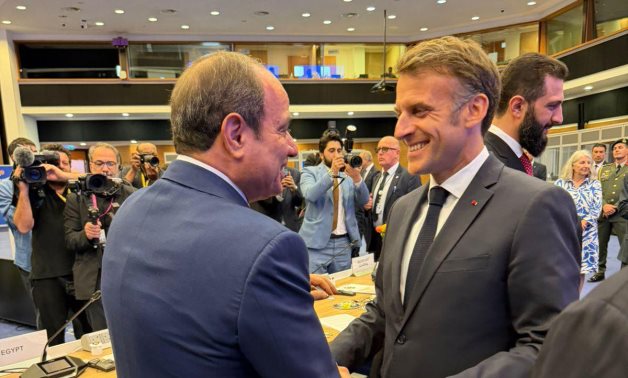 Egyptian President Abdel Fattah El-Sisi meets with France's President Emmanuel Macron during a meeting between Arab and EU leaders in Nicosia, Cyprus, 24 April 2026. Presidency