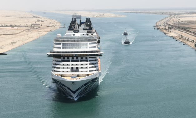 Giant cruise ship MSC Euribia passes through the Suez Canal on its maiden voyage in  the southbound convoy on April 26, 2026-press photo from the SCA. 