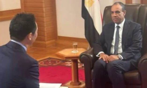 Egyptian FM Badr Abdelatty during a media interview with Japan's NHK channel