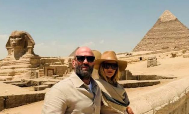 Hollywood action icon Jason Statham traded movie sets for ancient history during a visit to the legendary Giza Pyramid Complex.