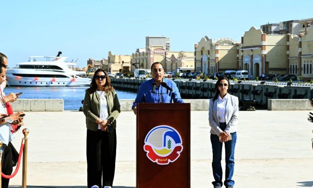 Prime Minister Mostafa Madbouly speaks during a press conference at the end of a visit to Beheira governorate, 13 June 2026. Cabinet