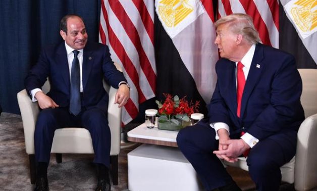 FILE - Egyptian President Abdel Fattah El-Sisi meets with US Donald Trump in Davos, January 2026. Egyptian Presidency