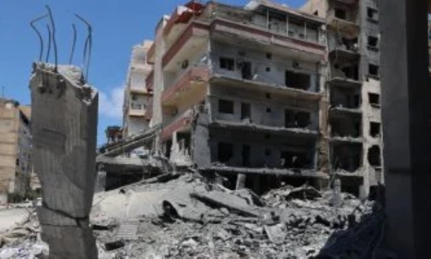 A file photo shows the aftermath of an Israeli strike on Lebanon