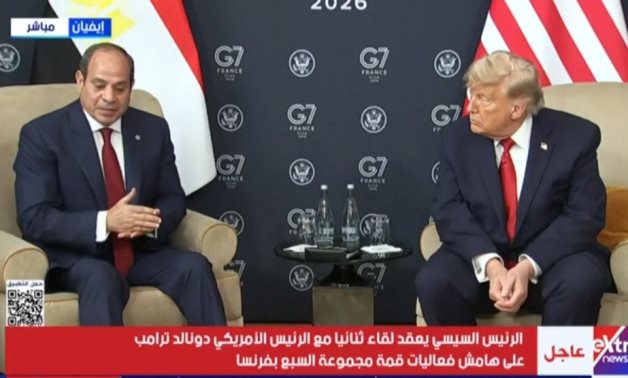 Egyptian President Abdel Fattah El-Sisi meets US President Donald Trump on the sidelines of the G7 Summit in Évian-les-Bains, France, 17 June 2026. Extra News/Still image