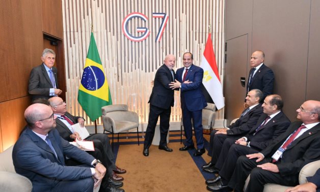 Egyptian President Abdel Fattah El-Sisi met Wednesday with Brazilian President Lula da Silva on the sidelines of the G7 Summit in Evian, France.