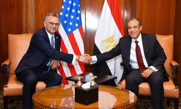 FILE - Egypt's FM Badr Abdelatty meets US President for Arab and African Affairs Massad Boulos in Cairo