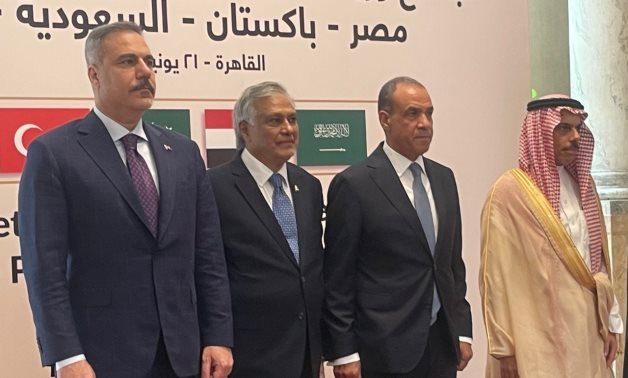 Foreign Minister of Egypt Badr Abdelatty, Saudi counterpart Faisal bin Farhan, Turkish Foreign Minister Hakan Fidan, and Pakistani Foreign Minister Muhammad Ishaq Dar on June 21, 2026- Samar Samir/ Egypt Today
