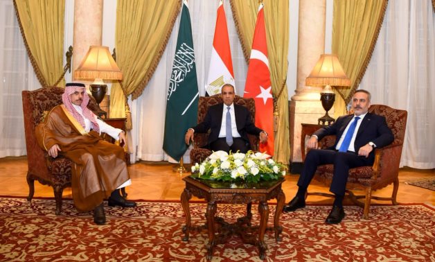 Egyptian Foreign Minister Badr Abdelatty, Saudi Foreign Minister Prince Faisal bin Farhan and Turkish Foreign Minister Hakan Fidan meet in Cairo for regional talks. Egypt's MFA