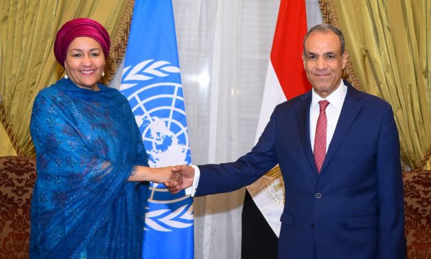 FM Badr Abdelatty reaffirmed Egypt’s comprehensive vision for the reform of the UN during talks in Cairo with Deputy Secretary-General of the UN Amina Mohammed, 27 June 2026. Cabinet