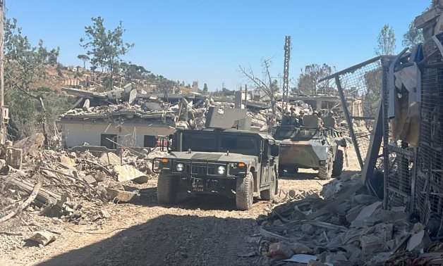 A file photo of Lebanese army patrols operating in Nabatieh, southern Lebanon amid devastation caused by Israeli strikes. Lebanese Armed Forces