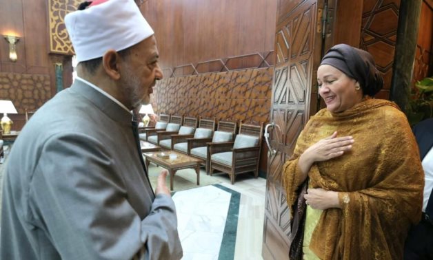 Prof. Dr. Ahmad El-Tayyeb, Grand Imam of Al-Azhar meets with Ms. Amina J. Mohammed, Deputy Secretary-General of the United Nations in Cairo on June 28, 2026- press photo