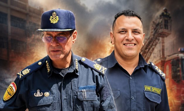 Director of the Gen. Administration of Civil Protection in Cairo Maj. Gen. Mohamed El-Sherbiny (L) and the administration's Captain Abdel Rahman El-Adawy (R) died while firefighting a blaze in Cairo