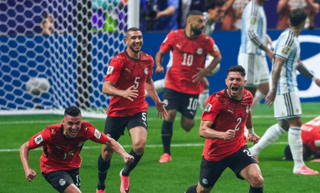 Egypt defender Yasser Ibrahim scores with a superb header to give the Pharaohs the lead against Argentina during their FIFA World Cup 2026 round-of-16 clash. Egyptian national team