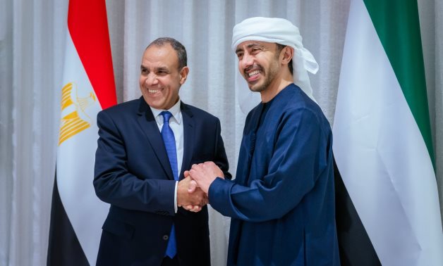 UAE’s Foreign Minister Sheikh Abdullah bin Zayed Al Nahyan receives Egyptian Foreign Minister Badr Abdelatty in March 2026. UAE foreign ministry