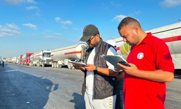 Egyptian Red Crescent (ERC) sent its 232nd "Zad El-Ezza... From Egypt to Gaza" convoy, consisting of several trucks, to the Gaza Strip on July 12, 2026