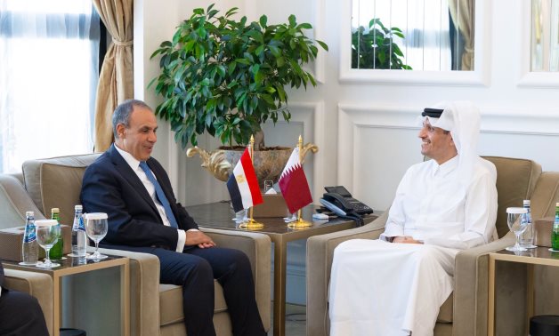 Foreign Minister Badr Abdelatty meets Qatari Prime Minister and Foreign Minister Sheikh Mohammed bin Abdulrahman Al Thani in Doha, 25 July 2026. Egyptian Cabinet