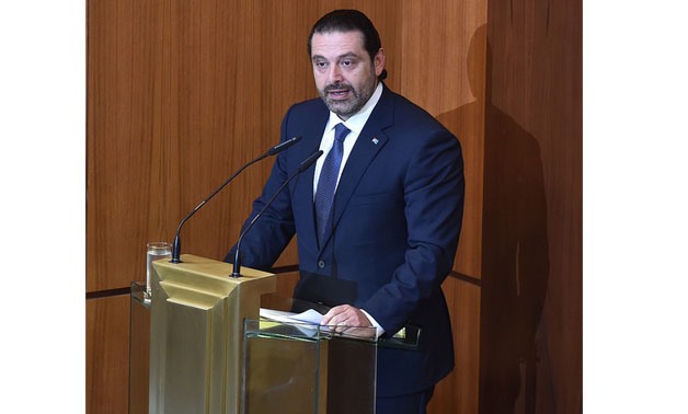 Lebanese Prime Minister Saad al-Hariri speaks at the Parliament on August 22, 2017- courtesy of Lebanese Cabinet