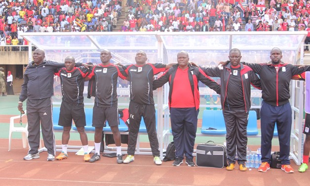 Uganda head coach with his staff before Egypt’s first game in Kampala, FUFA Twitter

