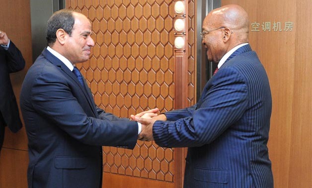 Egyptian President Abdel Fattah al- Sisi and his South African counterpart Jacob Zuma