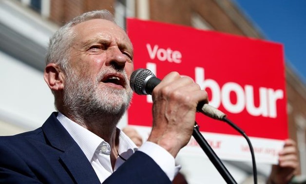 Jeremy Corbyn, the leader of Britain's opposition Labour Party, speaks to the public during an election campaign visit in the centre of Crewe April 22, ...
