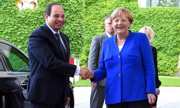 President Abdel Fatah al-Sisi and German Chancellor Angela Merkel in Berlin in June 2017- File Photo