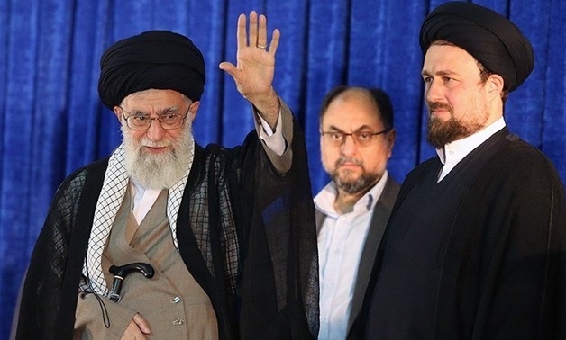 Ayatollah Ali Khamenei and Hassan Khomeini at 27th anniversary of Ruhollah Khomeini's death