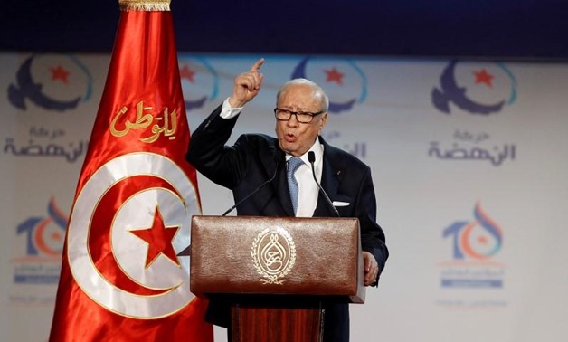 Tunisian President Beji Caid Essebsi speaks during the congress of the Ennahda Movement in Tunis, Tunisia May 20, 2016. REUTERS/Zoubeir Souissi
