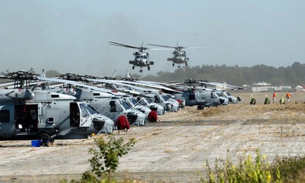 UN Navy helicopters land at Maxwell Air Force Base in Montgomery, Alabama - Photo by AP