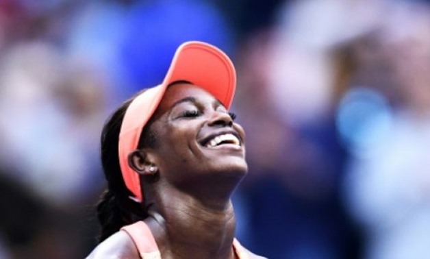  Sloane Stephens of the US celebrates after winning against Madison Keys of the US during their women's finals match during the US Open 2017 at the USTA Billie Jean King National Tennis Center on 9, 2017 in New York