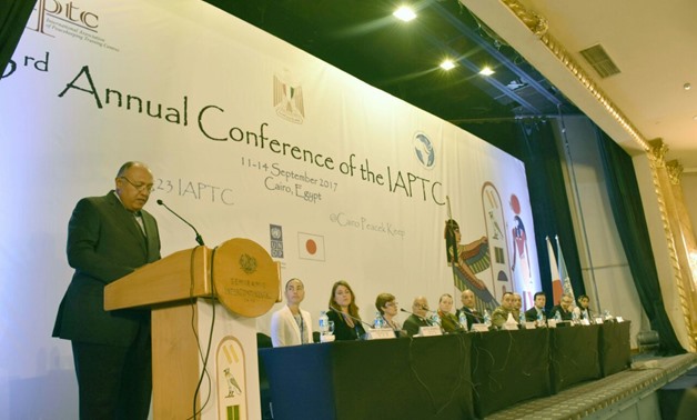 Egyptian Foreign Minister Sameh Shourky inaugurates the 23rd annual conference of the International Association of Peacekeeping Training Centers in Cairo- Press Photo