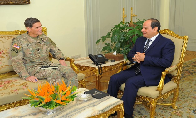 President Abdel Fatah al-Sisi and the commander of U.S. Central Command (CENTCOM), Joseph L. Votel - Press Photo