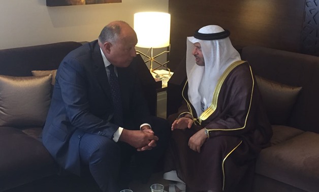 Egypt's Foreign Minister Sameh Shoukry meets with his UAE counterpart on September 9, 2017- Press Photo