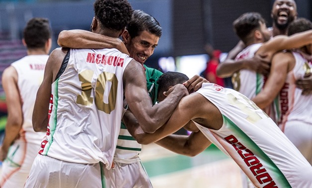 Moroccan national team celebrating after qualifying to AfroBasket semifinal – Press image courtesy according to FIBA’s official website