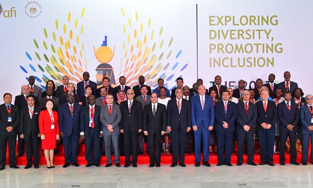 President Abdel-Fatah al-Sisi alongside participants during the opening ceremony of the 9th Global Policy Forum on Thursday in Sharm El-Sheikh – Press Photo