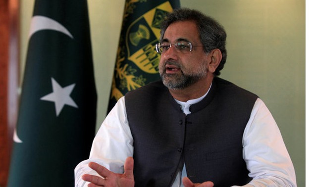 Pakistan's Prime Minister Shahid Khaqan Abbasi speaks with a Reuters correspondent during an interview at his office in Islamabad, Pakistan September 11, 2017. REUTERS