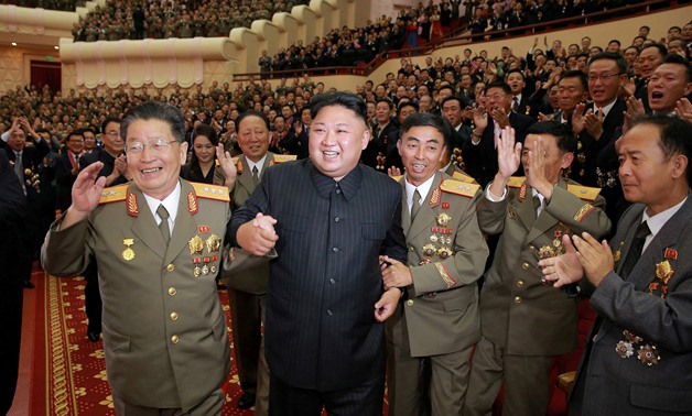 North Korean leader Kim Jong Un reacts during a celebration for nuclear scientists and engineers who contributed to a hydrogen bomb test, in this undated photo released by North Korea's Korean Central News Agency (KCNA) in Pyongyang on September 10, 2017.