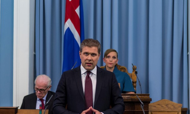 Prime Minister Bjarni Benediktsson speaks in Parliament in Reykjavik, Iceland, September 13, 2017. REUTERS/Geirix