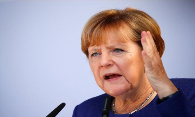 German Chancellor Angela Merkel speaks during an election rally in Binz, Germany, September 16, 2017 -
 REUTERS/Axel Schmidt