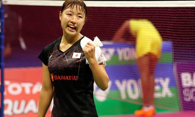 Badminton - Badminton World Championships - Glasgow, Britain - August 27, 2017 Japan's Nozomi Okuhara celebrates her victory against India's Pusarla V Sindhu REUTERS/Russell Cheyne