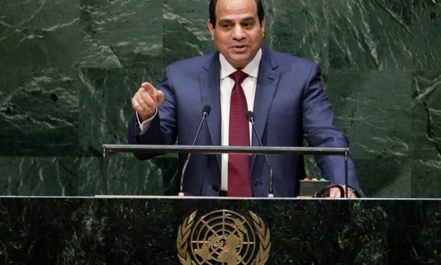 Egyptian President Abdel Fattah al-Sisi addresses the UN General Assembly in New York in 2014- Reuters