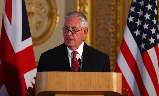 U.S. Secretary of State Rex Tillerson speaks during a news conference at Lancaster house in London, Britain, September 14, 2017. REUTERS/Hannah McKay