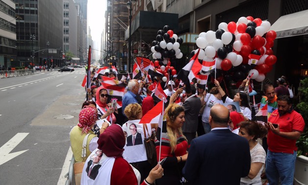 Egyptian community in New York welcomes Sisi's arrival- Photo via Youm7